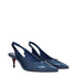 Christian Louboutin Women's Blue Patent Leather Slingback Mid Heels Pumps